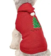 Christmas Sweater for Small Dogs | Winter Pet Outfits with Hat and Christmas Tree Pattern - Pet Apparel, Dog Sweater for Small Medium Dogs