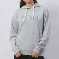 在飛比找Yahoo奇摩購物中心優惠-Puma Squad 女款 灰色 歐規 基本系列 長厚 連帽