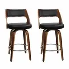 New Set of 2 Wooden Bar Stools Swivel Bar Stool Kitchen Dining Chair Cafe Black