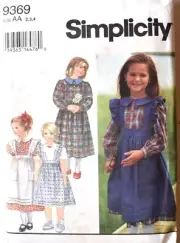 SIMPLICITY PATTERN 9369 DRESSES PINAFORE GIRLS SIZES 2 3 4 UNCUTVINTAGE FF