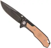 Smith & Wesson Tactical Flipper 3.6" Black Stonewashed Blade Tan G10 Inlay SW609