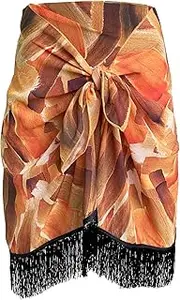[NATUREALLORA] Pareo Chiffon short sarong coverup with tassels