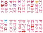 10 Sheets Pink Cute Bow Ribbon Children's Waterproof Temporary Tattoo Stickers