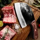 Meat Cleaver Knife Kitchen Chef Slicing Chopping Stainless Steel Wood Handle Cut