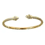 10K Yellow Gold West Indian Bangle w. Torch Ends (MADE IN USA)