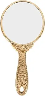FRCOLOR Vintage Hand Mirror Portable Retro Makeup Handheld Mirror with Handle for Women Vanity Travel Home Cosmetics