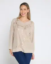 Shani Foil Knit - Beige/Gold