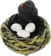 Zerodeko Artificial Small Bird with Nest Realistic Resin Decoration for Miniature Gardens Doll Houses Home Crafts and Decor Vivid Micro Scene Ornament