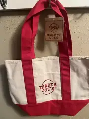 Trader Joe's Mini Canvas Tote Bag RED - Brand new with tags -