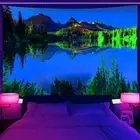 Large Wall Art Blacklight Poster UV Reactive Tapestry Wall Hanging Greens Lake