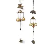 2 PCS Wind Chimes Classical Metal Bells Feng Shui Wind Chimes for Lucky Safe Home Garden Patio Hanging Decoration Gift-Style—2