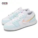 NIKE 休閒鞋 AIR JORDAN 1 LOW SE GS 大童 女鞋 白 天藍 流沙勾勾 AJ1 HJ3481-491