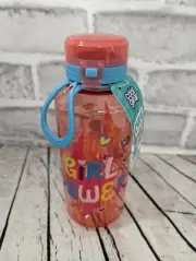 Cool Gear Chug Me pink Girl Power heart kids water bottle carry loop handle 16oz