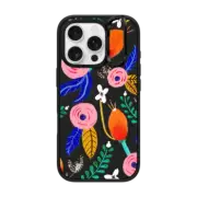 iPhone 16 Pro Impact Ring Stand Case MagSafe Compatible Floral Pattern Clear