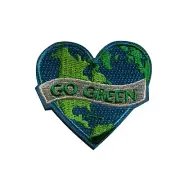Go Green Embroidered Iron On Patch - Save The planet Global Warming 115-P