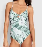 NEW WITH TAGS SEAFOLLY LADIES COPACABANA TIE FRONT ONE PIECE SWIMSUIT 10