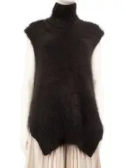 Black Angora Turtleneck Vest