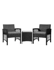 [Gardeon] Outdoor Patio Furniture Bistro 3 Piece Set in Black