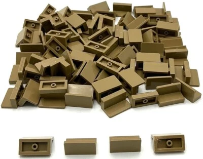 Lego 100 Dark Tan Panels 1 x 2 x 1 w/ Rounded Corners Parts