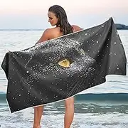 YMXFXP Microfiber Thin Lightweight Beach Towel Cat Eyes Yellow Abstract Quick Dry Pool Towels 30” x 60” Sand Free Absorbent Yoga Camping Towel for Gym, Gym, Picnic M