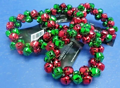 Robert Stanley Set of 4 Christmas Napkin Rings Red/Green Metal Bells 3" x 3"