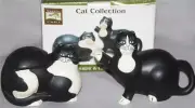 3-Pc Warren Kimble FAT TUXEDO CATS Black White Large Creamer & Sugar NIB DISC!