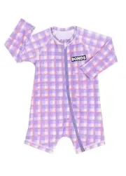 NEW Girls BONDS Swim Check Bodysuit Rashie zippy swimsuit - SIZE 00 / 3 - 6m