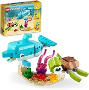 LEGO® Creator 3in1 Dolphin and Turtle 31128 Building Kit; Features a Baby Dolphin and Baby Sea Turtle; Creative Toy for Kids Aged 6+ Who Love Imaginative Play