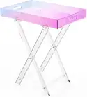 Acrylic Colour Changing Iridescent Coffee Table, Folding Tray, End Table, Modern