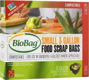 Biobag, Food Waste Bags, 3 Gallon, 25 Count (Pack of 2=50)