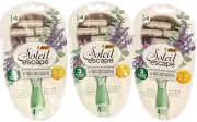 12 Count Bic Soleil Escape Razors - Lavender & Eucalyptus Scent - 3 x 4 Razors
