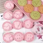9Pcs Plastic Christmas Cookie Cutters Pink Biscuit Embosser Molds Xmas Party
