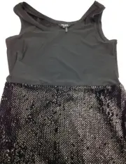 $298 Nic+Zoe Womens Black Embellished Sequined Scoop-Neckline Tank Dress Size 14
