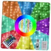 Window Curtain String Lights, 300 LED Fairy Lights, 4 RGB 16 Colors Changing