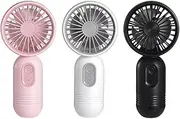 [Portable Mini Fans 3-pack] Handheld Personal Small Fan with 3-speed for Travel, USB Rechargeable Battery Operated Eyelash Fan, Black&White&Pink