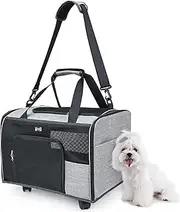 Wheels Pet Carrier, Wear Resistant Pet Travel Bag, Breathable Comfortable Pet Carrier, Ark Soft Sided Pet Carrier, Drinking Bowl Included, Easy to Use, Portable for Outdoor Adventure