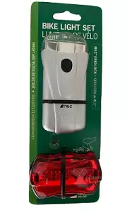 BIKE LIGHT SET MEC Gridlock 2 - Water Resist - White Front/Red Back, NEW BNIP
