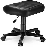 [EUREKA ERGONOMIC] Multi-Use Gaming Foot Stool Height Adjustable Swivel Rolling Stool Chair W Wheels,Gaming Footrest Video Game Stool for Gaming Home Office Chair,Black