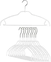 Mawa by Reston Lloyd Silhouette Ultra Light/Thin Non-Slip Space Saving Clothes Hanger with Bar & Hooks for Pants and Skirts, White, Pack of 10