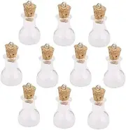 LIFKICH 10pcs Mini Cylinder Glass Wish Bottles Cork Diy Craft Decorative for Friends 2.0 * 1.4cm