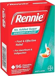 Rennie Spearmint Flavoured Chewable Tablet for Heartburn and Indigestion Symptoms 96 Tablets