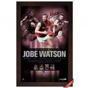 ESSENDON BOMBERS JOBE WATSON 2012 AFL BROWNLOW MEDALLIST SIGNED PIECE FRAMED