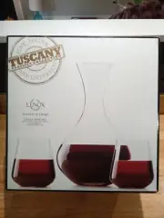 LENOX TUSCANY - FINE CRYSTAL DECANTER & STEMLESS Wine Glasses BRAND NEW