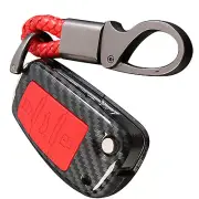 Blcak/Red New Carbon Fiber Remote Car Key Cover Chain For Audi A1-A8 Q3 Q5 S4 R8