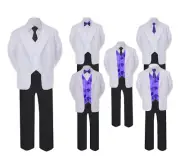 Formal Black White Suit Set Purple Bow Tie Neck Tie Vest Boy Baby Toddler Teen