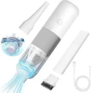 DERJLY Handheld Vacuum,Portable Mini Auto Vacuum Cleaner, Wireless Car 6000 Pa Super Suction Power, Dust Buster Cordless Rechargeable for Home and Office White Gray