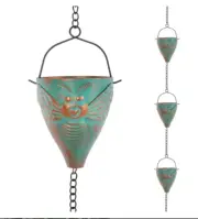 10 FT Rain Chain with Bee Pattern Cups - Adjustable Decorative Gutter Rain Catch