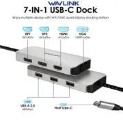 USB C Laptop Docking Station 7-IN-1 Adapter with 4K HDMI, 8K DP1/2,VGA,3xUSB2.0