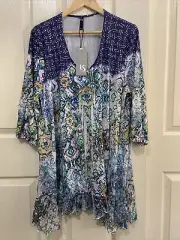 NWT Taking Shape TS Baltic Tunic Purple Vision Print ~ Size 14-16 RRP $129