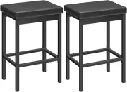 Bar Stools, Set of 2 Bar Chairs, 24.8-Inch Height Stools, Breakfast Bar Stools,